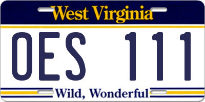 WV license plate OES111