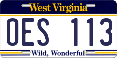 WV license plate OES113