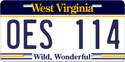 WV license plate OES114