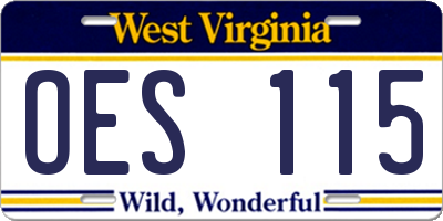 WV license plate OES115