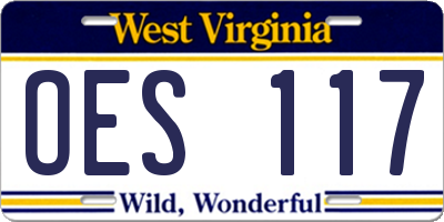 WV license plate OES117