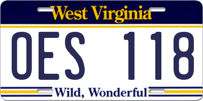 WV license plate OES118