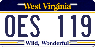 WV license plate OES119