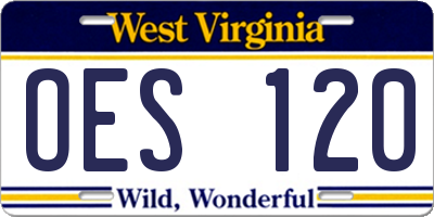 WV license plate OES120