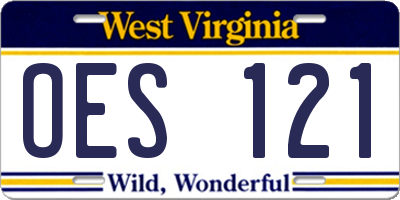 WV license plate OES121