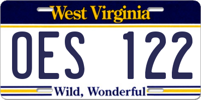 WV license plate OES122