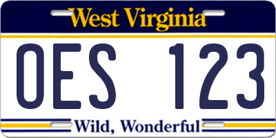 WV license plate OES123