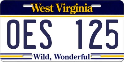WV license plate OES125
