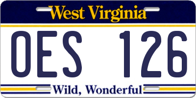 WV license plate OES126