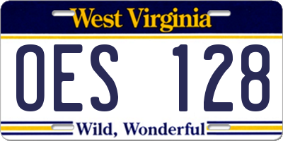 WV license plate OES128