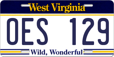 WV license plate OES129