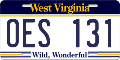 WV license plate OES131