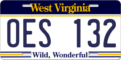 WV license plate OES132
