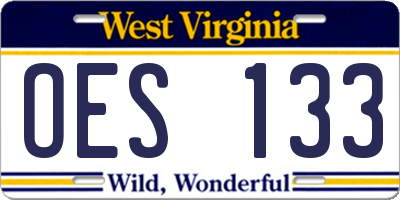 WV license plate OES133