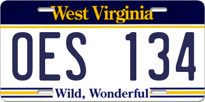 WV license plate OES134