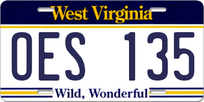 WV license plate OES135