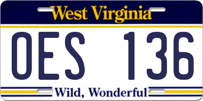 WV license plate OES136