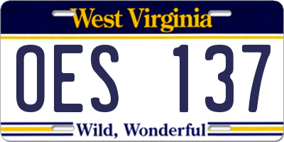 WV license plate OES137