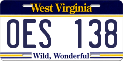 WV license plate OES138