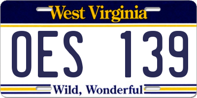 WV license plate OES139