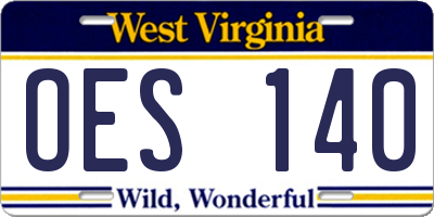WV license plate OES140
