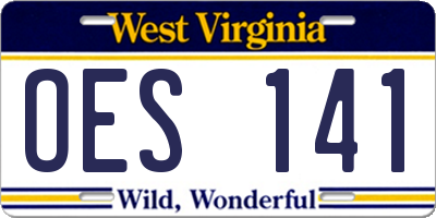 WV license plate OES141