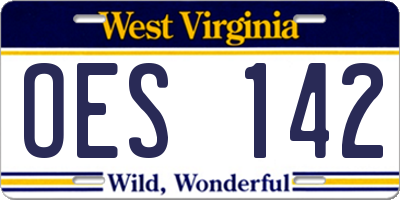 WV license plate OES142