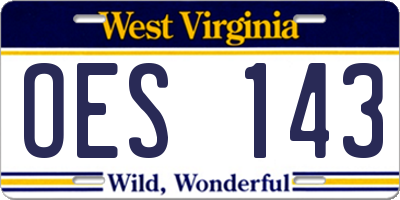 WV license plate OES143