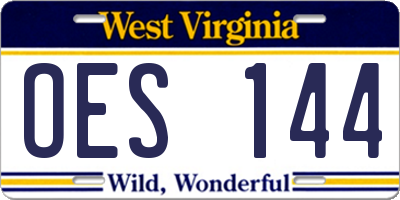 WV license plate OES144