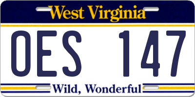 WV license plate OES147