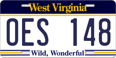 WV license plate OES148