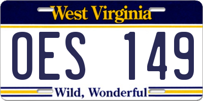 WV license plate OES149