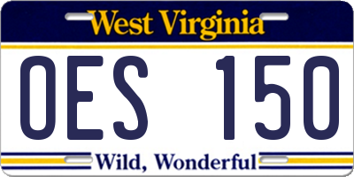 WV license plate OES150