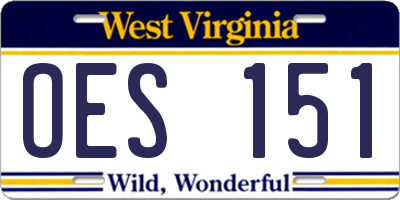 WV license plate OES151