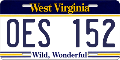 WV license plate OES152