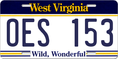WV license plate OES153