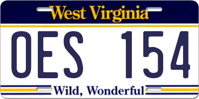 WV license plate OES154