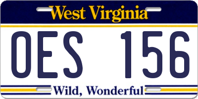 WV license plate OES156