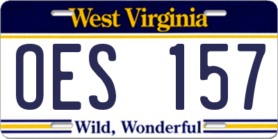 WV license plate OES157