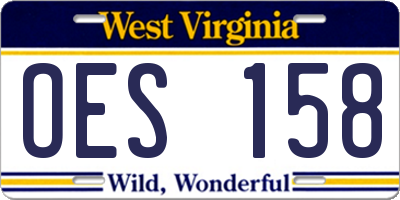 WV license plate OES158
