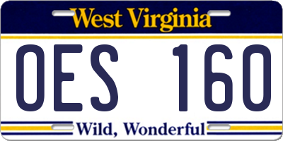 WV license plate OES160
