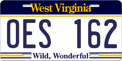 WV license plate OES162