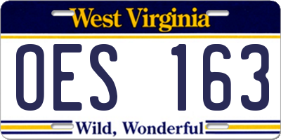 WV license plate OES163
