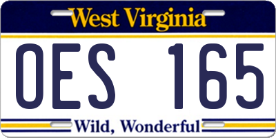 WV license plate OES165