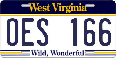 WV license plate OES166