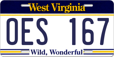 WV license plate OES167