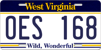 WV license plate OES168