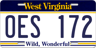 WV license plate OES172
