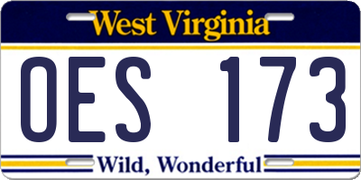WV license plate OES173