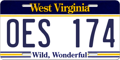 WV license plate OES174